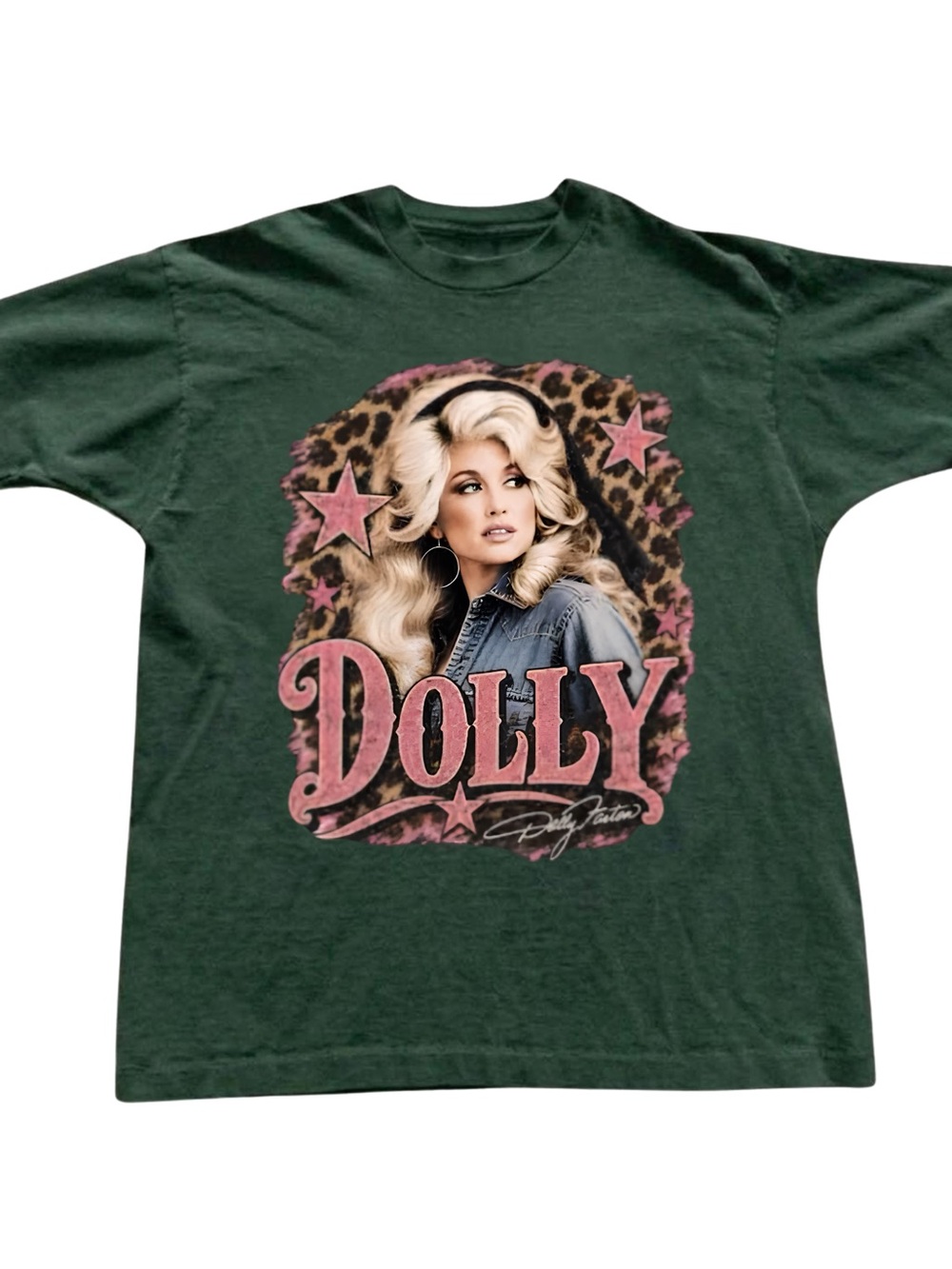 Gildan Green Graphic Tee with Pink Dolly Design